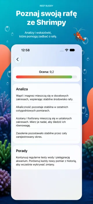 Przykładowa analiza Shrimpy z oceną, interpretacją parametrów i wskazówkami